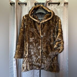 Alpine Studio faux fur coat, M, 33” long, 17” shoulder